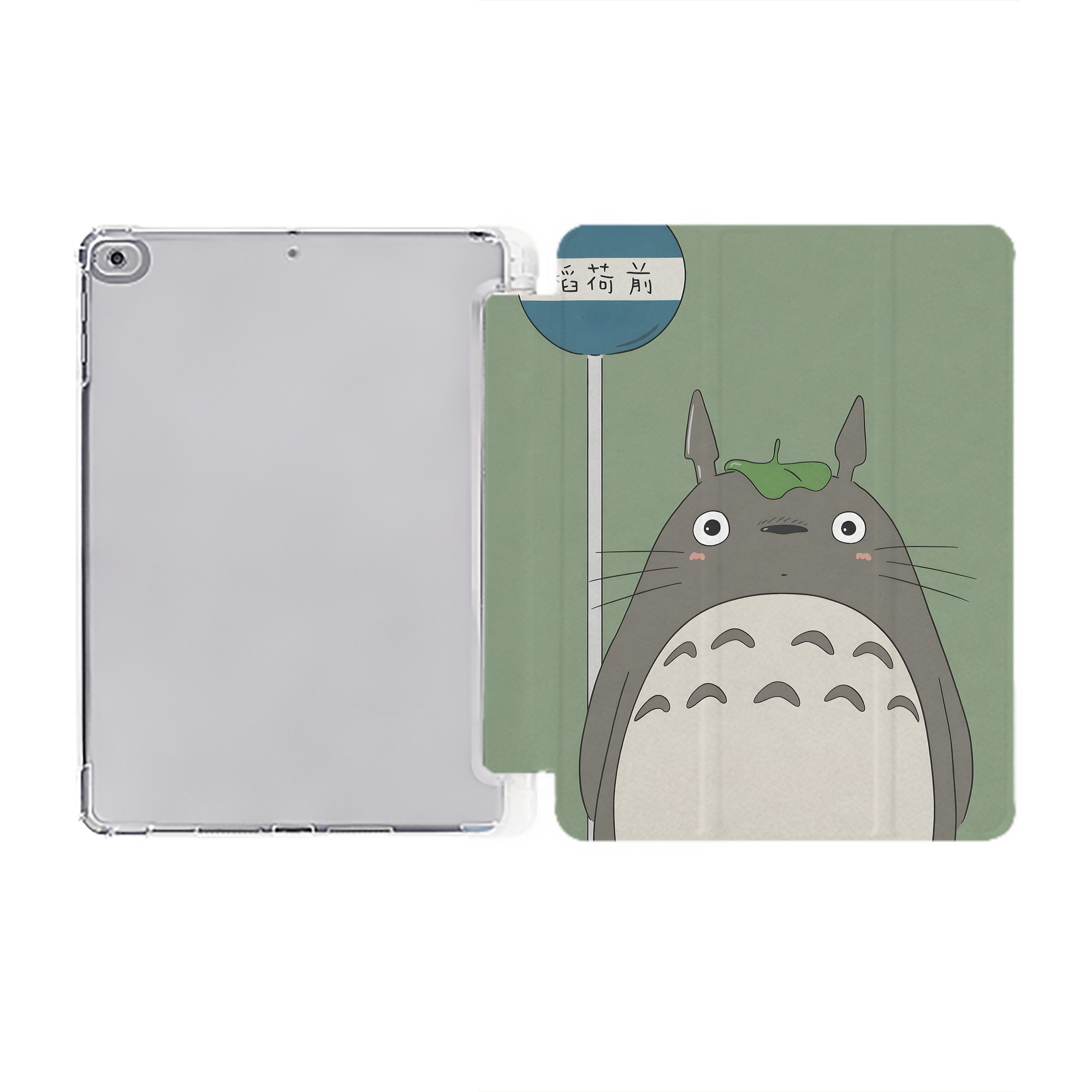 （画像用） となりのトトロ 草壁メイ 草壁サツキ My Neighbor Totoro Satsuki Kusakabe Mei Kusakabe IPad ケース ペン収納付き 三つ折りスタンド PUレザー×シリコン 対応機種9.5/10.5/10.9インチ